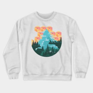 Wolf Nature Sunset Landscape Crewneck Sweatshirt